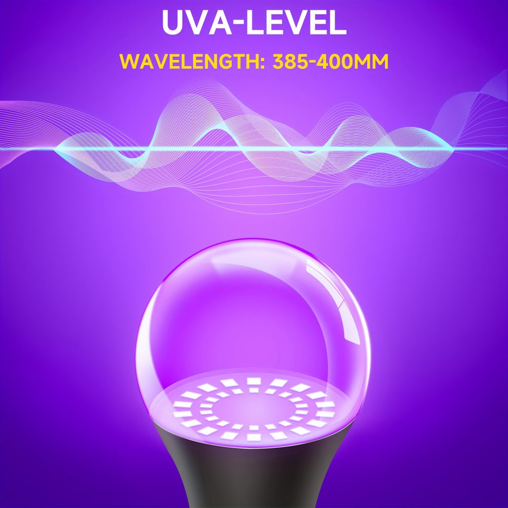 UV Black Light Bulbs 12W LED UVA 385-400nm - Glow in the Dark Party Blacklight Bulb for Halloween, Christmas, Body Paint & Fluorescent Decor, E26 Base