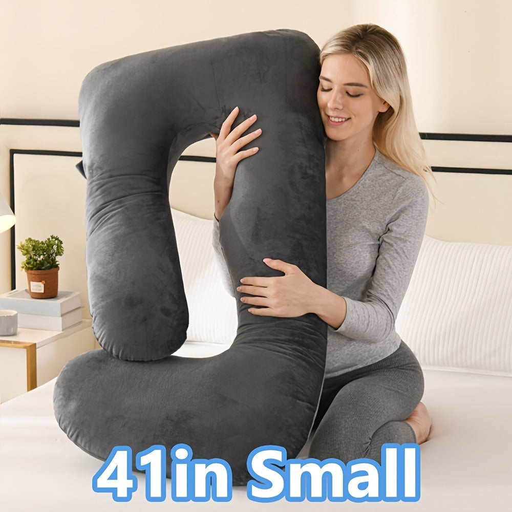 Maternity Pillow Full Body Pillow J-Shaped Pregnancy Pillow with Removable Cover Back Leg Tummy Support Multiple Styles & Sizes