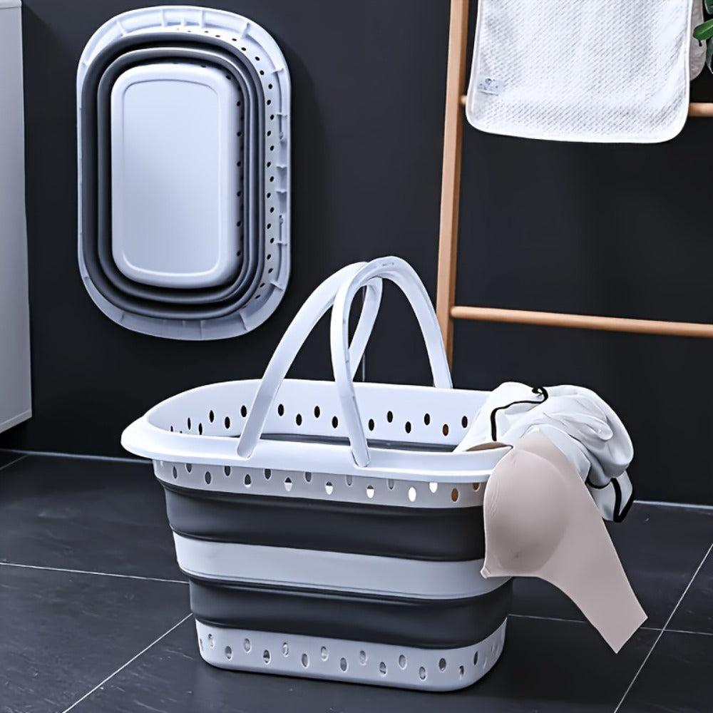 Collapsible Laundry Basket 16 Gallon with Handles ¨C Foldable Plastic Laundry Hamper, Space-Saving Portable Dirty Clothes Basket for Bathroom, Bedroom & Laundry Room