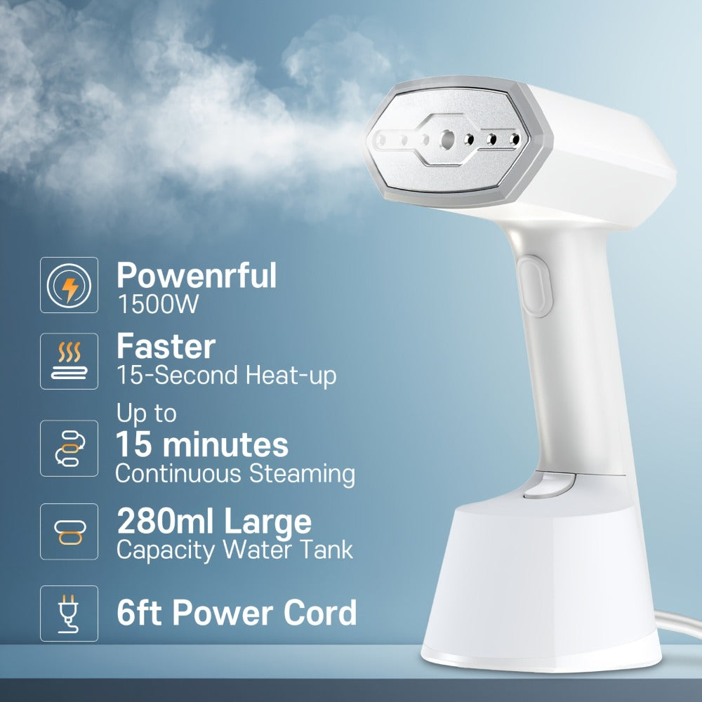 Handheld Garment Steamer for Clothes ¨C Portable Travel Steamer, 15s Fast Heat-Up, 9.47oz Large Water Tank, Wrinkle Remover for Home Office Travel