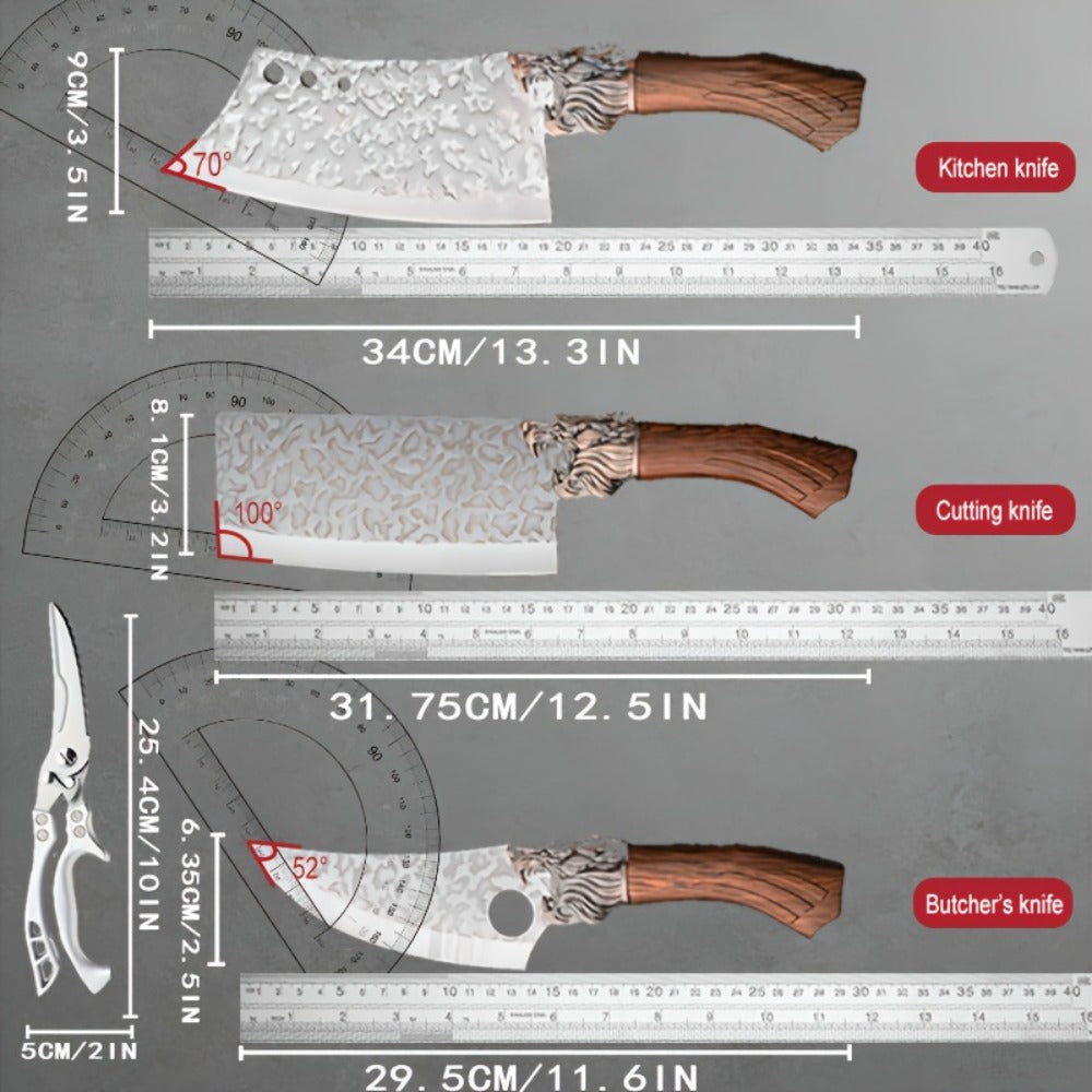 Kitchen Knife Set 7-Piece, Professional Stainless Steel Chef Knives with Replaceable Blades, Hand Forged Alloy Steel Kitchen Knives for Home Cooking, Food-Safe Full Kitchen Cutlery Set