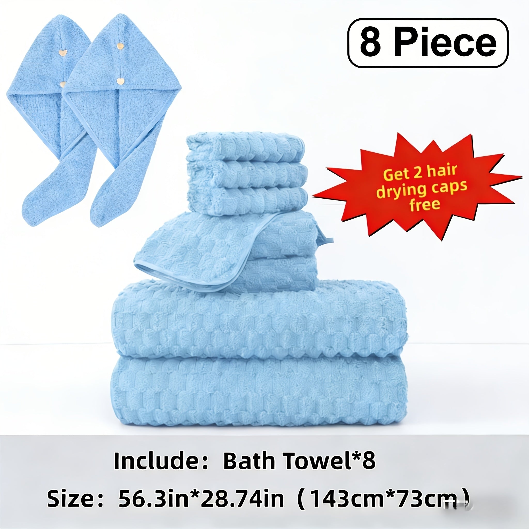 Microfiber Bath Towel Set Ultra-Soft Quick-Dry Skin-Friendly 4-Piece & 8-Piece Sets with Hair Drying Cap Multi-Color Options Luxury Spa Quality for Home Family Gifting