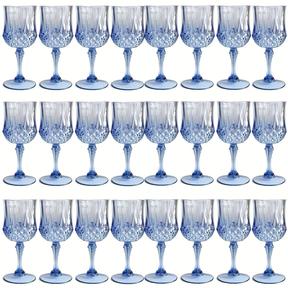 Plastic Wine Glasses 24 Pack ¨C Colorful Shatterproof Goblets for Parties, Weddings & Events ¨C Reusable Vintage-Style Stemmed Cups ¨C Lightweight Bulk Drinkware in Pink, Gold, Blue, Rose Gold & Green