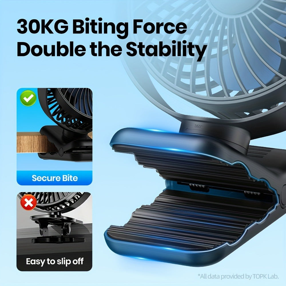 Clip on Fan USB Desk Fan, Brushless Motor Whisper Quiet Portable Mini Fan with Strong Clamp, USB Powered Personal Cooling Fan for Office Bedroom Dorm Stroller, 360¡ã Adjustable, Black Pink