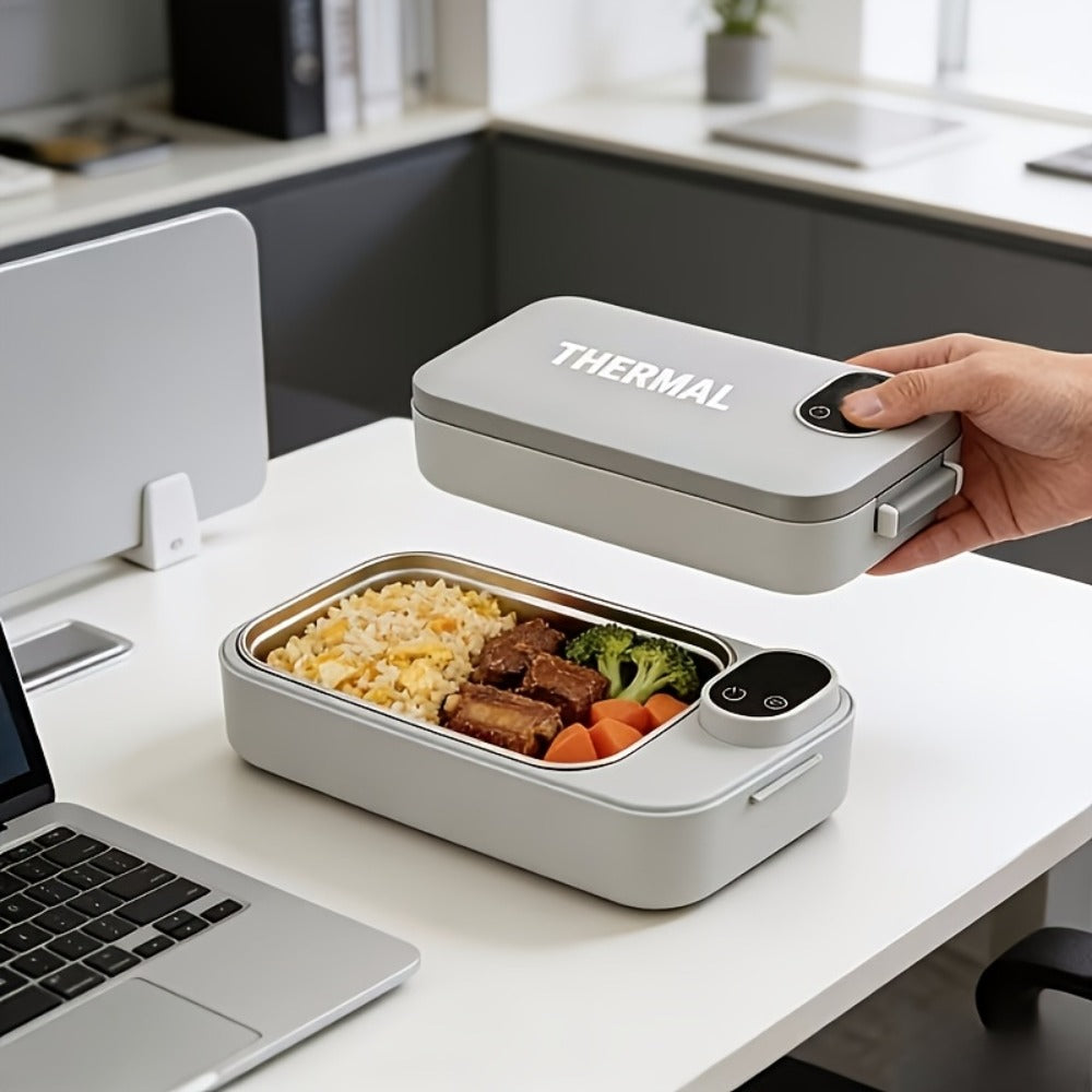Electric Lunch Box Food Heater 3-in-1 USB Heated Bento Box, Stainless Steel Portable Warming Lunch Box with Adjustable Temperature, Thermal Insulated Leakproof Meal Prep Container for Office Travel Home
