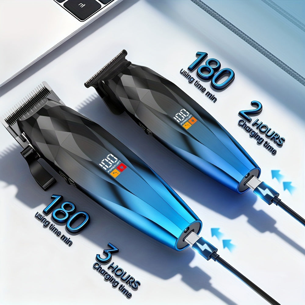 Electric Hair Clipper 2-Pack for Men - Professional Cordless Hair Trimmer Set for Home Car Business Travel, Rechargeable Portable Barber-Grade Clipper Kit, Great Gift for Men