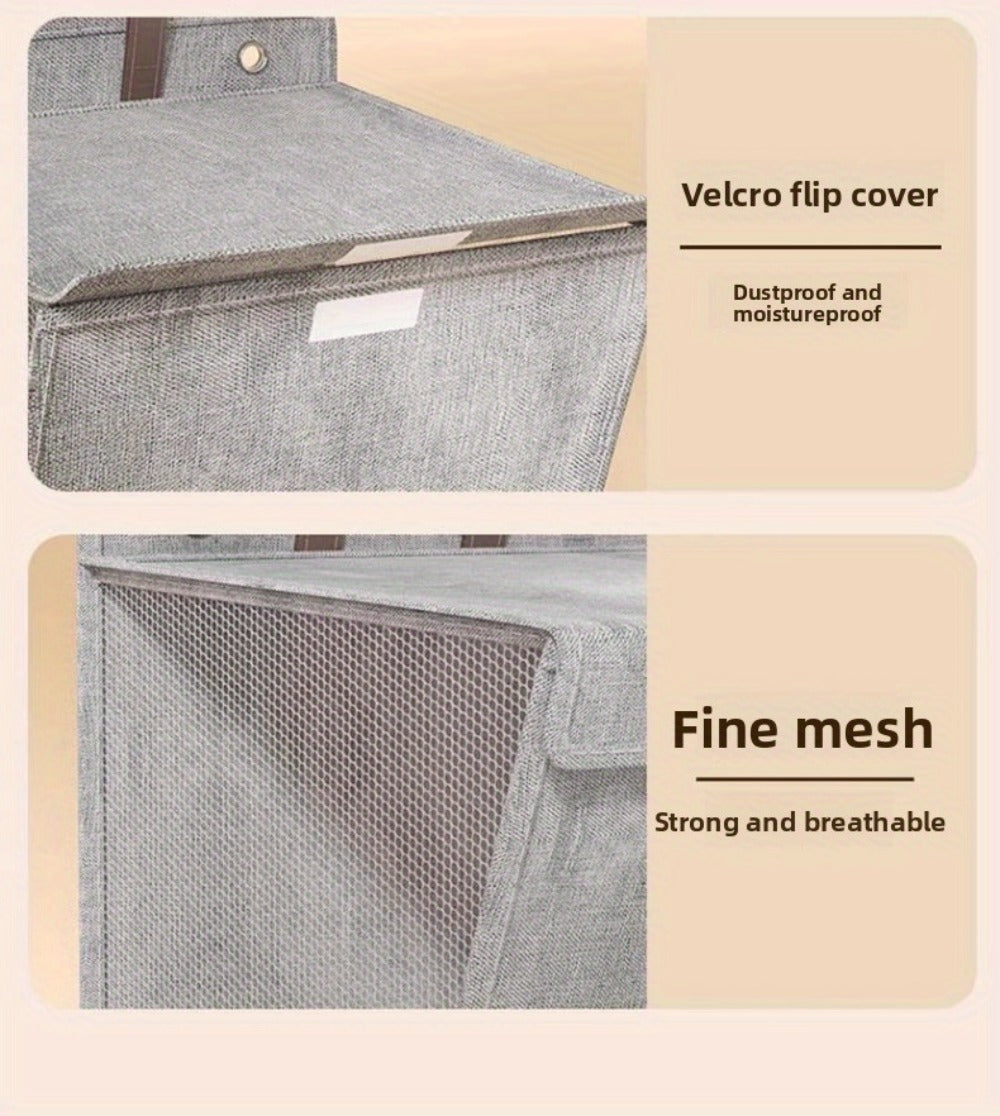 Wall Mounted Laundry Hamper Foldable Oxford Cloth with Lid | Space Saving Clothes Storage Basket for Bedroom Bathroom Living Room | Large 22x15 Inch Multi-Purpose Organizer Gray