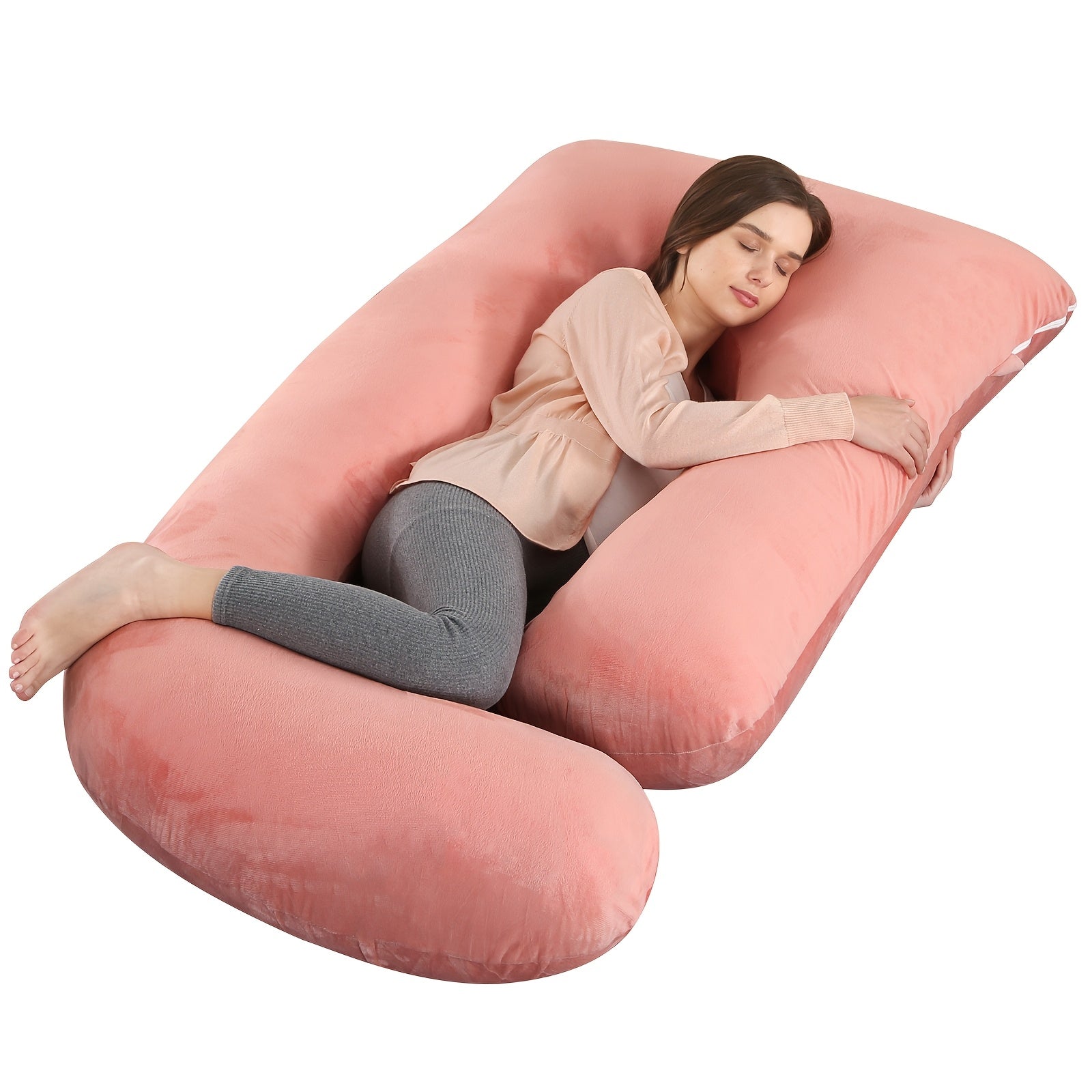 Maternity Pillow Full Body Pillow J-Shaped Pregnancy Pillow with Removable Cover Back Leg Tummy Support Multiple Styles & Sizes