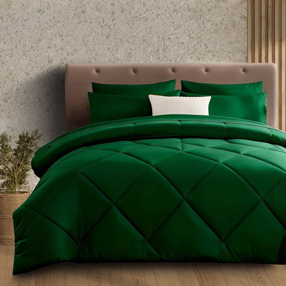 Cooling Comforter Set 2/3 Pcs ¨C Soft Fluffy Microfiber Lightweight Breathable Quilt, Rhombus Grid Solid Color Bedding for All Seasons, Twin Queen King ¨C Multiple Colors Available