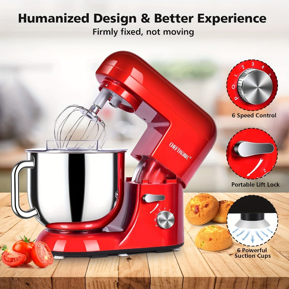 Electric Stand Mixer 7QT 650W ¨C CHEFTRONIC Tilt-Head Dough Mixer with 6 Speeds, Dough Hook, Whisk & Beaters, Splash Guard for Bread, Cake, Pizza, Cookie & More