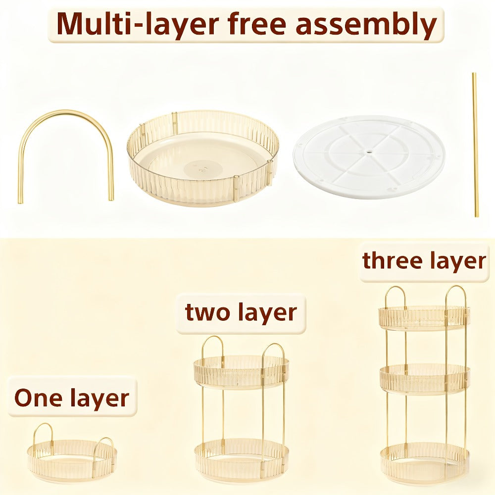 360 Rotating Makeup Organizer Skincare Storage Rack - Multi-Layer Detachable Cosmetic Organizer for Perfume, Lipstick, Skincare, Desktop Vanity Organizer for Bathroom & Bedroom