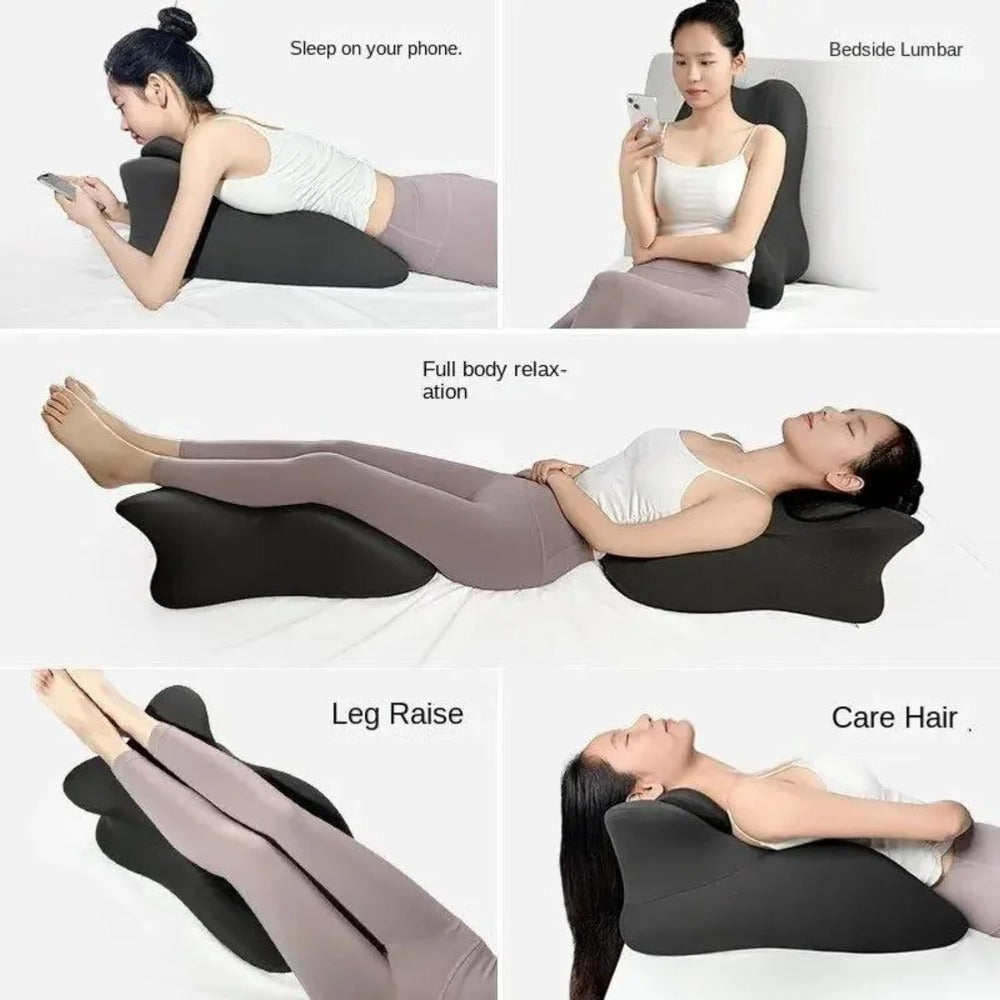 Wedge Pillow for Couples ¨C Ergonomic Intimacy Support & Back Relief Cushion, Low-Profile Bedroom Bolster, Black