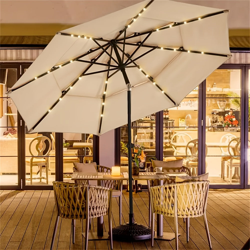 Solar Patio Umbrella Light 104 LED ¨C 8 Modes Remote Control Outdoor Market Umbrella Lamp | Solar Powered Warm White Light for Backyard, Deck, Poolside, Beach, Garden & Camping | Battery Included
