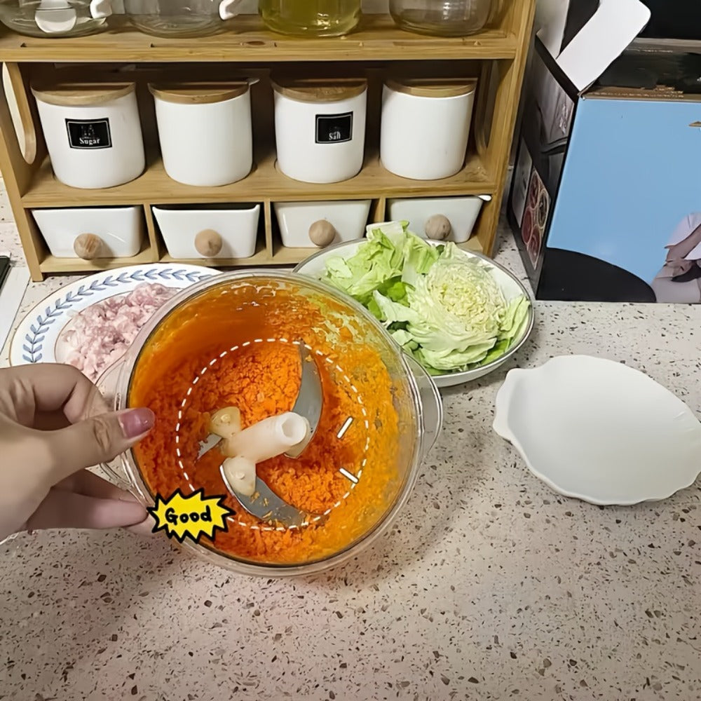 Manual Food Chopper 2L Pull Cord Vegetable Chopper Onion Mincer Garlic Press Meat Grinder with Container - BPA-Free Manual Hand Chopper Kitchen Tool for Salad Herbs Nuts