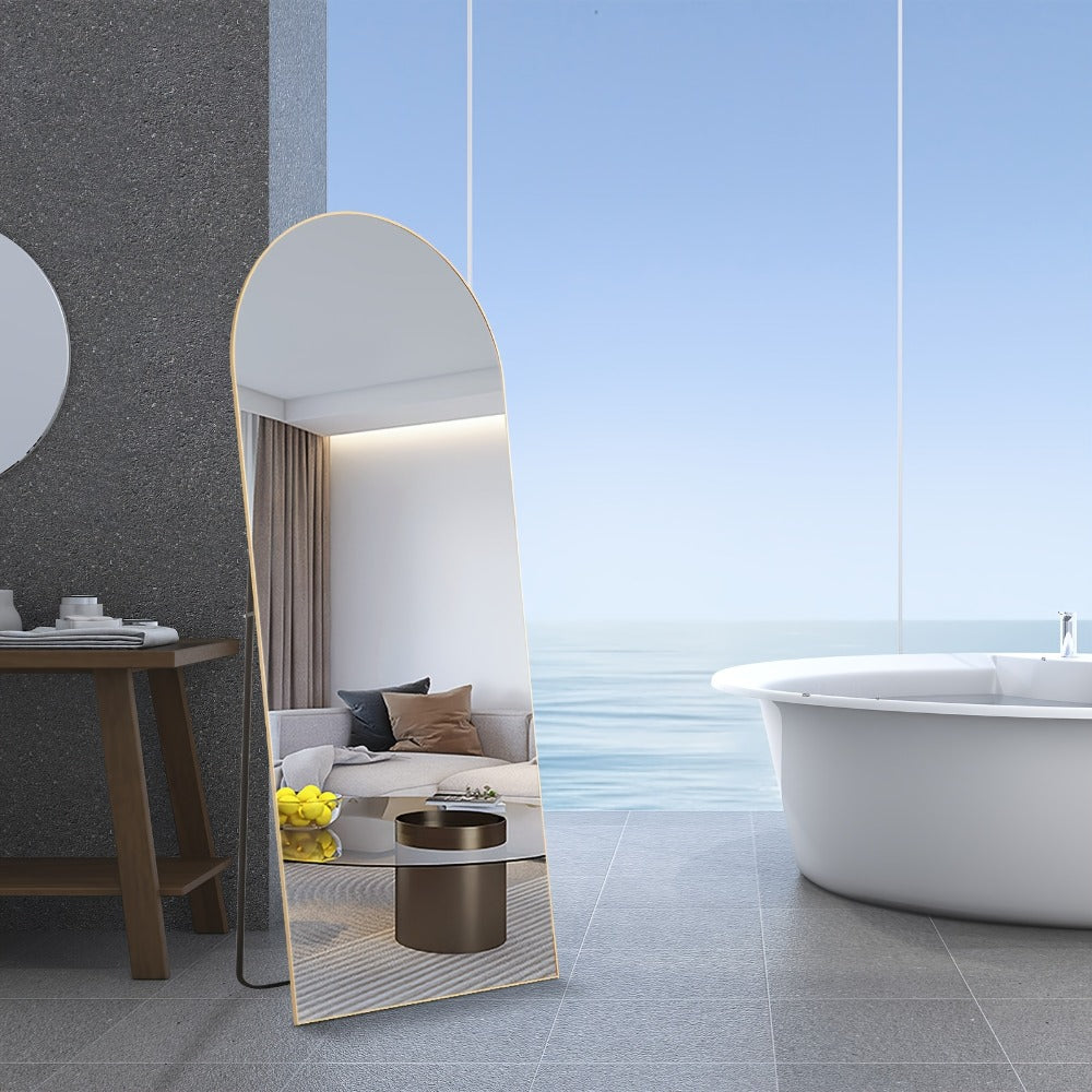 Full Length Mirror Floor Mirror with Stand, Aluminum Alloy Frame Full Body Mirror, Standing Hanging or Leaning Against Wall for Bedroom Living Room Dressing