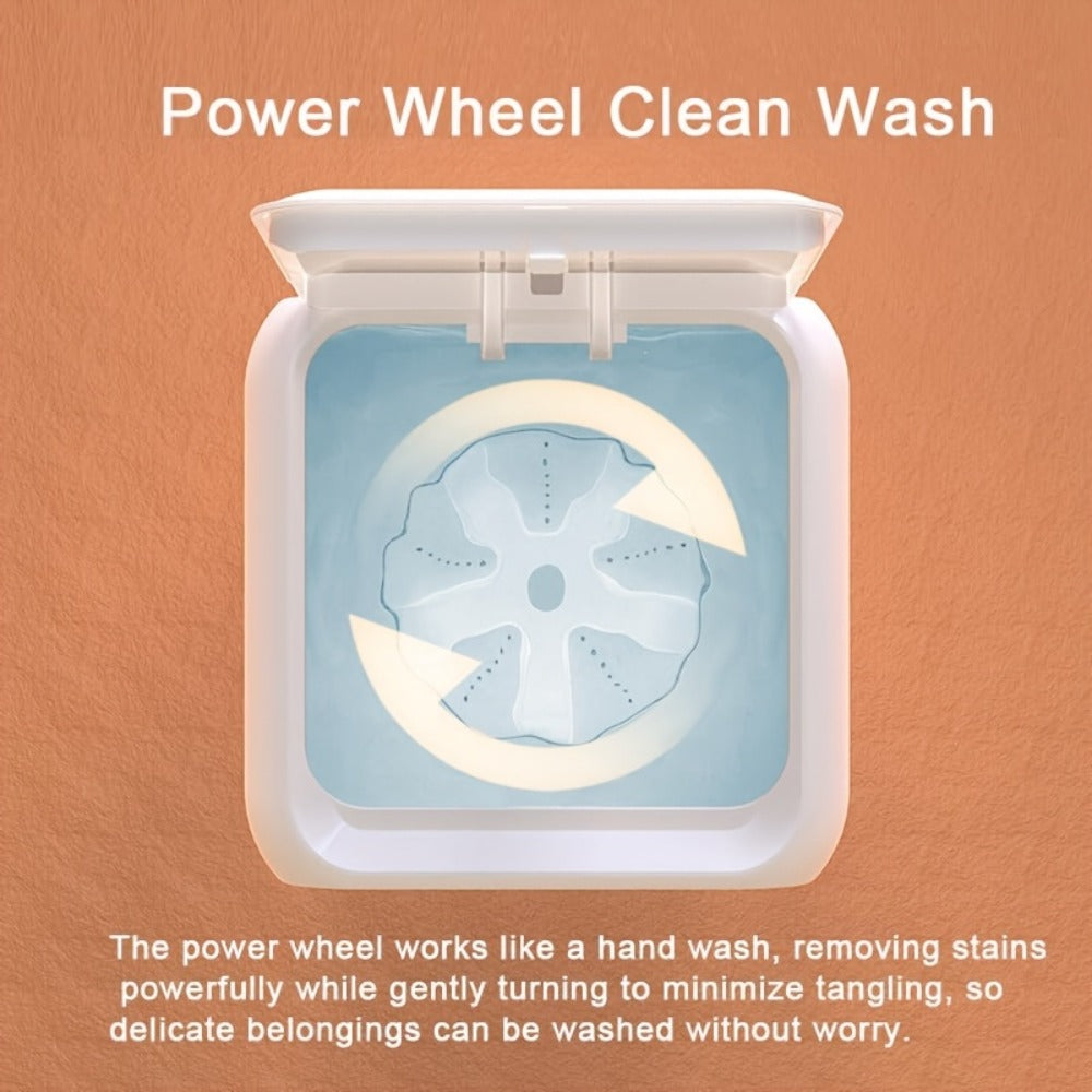 Mini Washing Machine Pure Copper Motor High Torque 4 Washing Modes Portable Washer for Underwear Socks Baby Clothes Separate Washing Anti Cross-Infection White