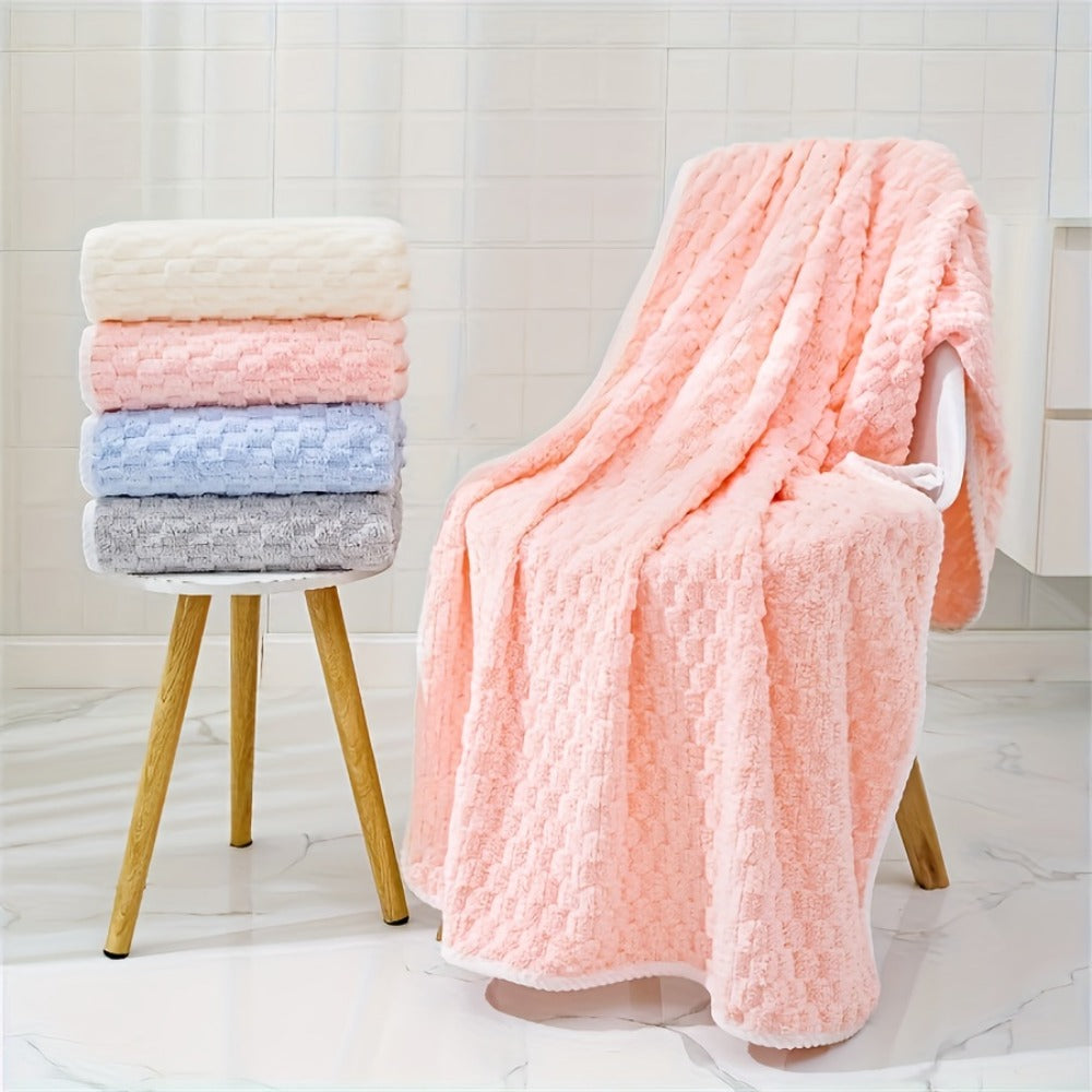 Waffle Weave Bath Towels Set 4 Pack or 8 Pack - Ultra Soft Super Absorbent Quick Dry Microfiber Moire Textured Towels | Spa Gym Travel Daily Use | Multi-Color Sets Gray Pink Blue Beige Gift Set