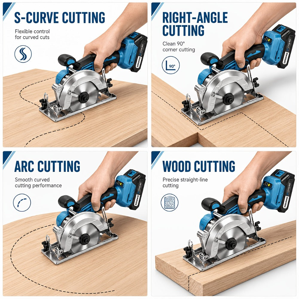 Brushless Circular Saw Kit 21V Cordless, Battery & Charger Included, Adjustable 45¡ã Bevel Cutting, Saw Blades Included, Variable Speed, Compact & Lightweight for Woodworking & Home Projects