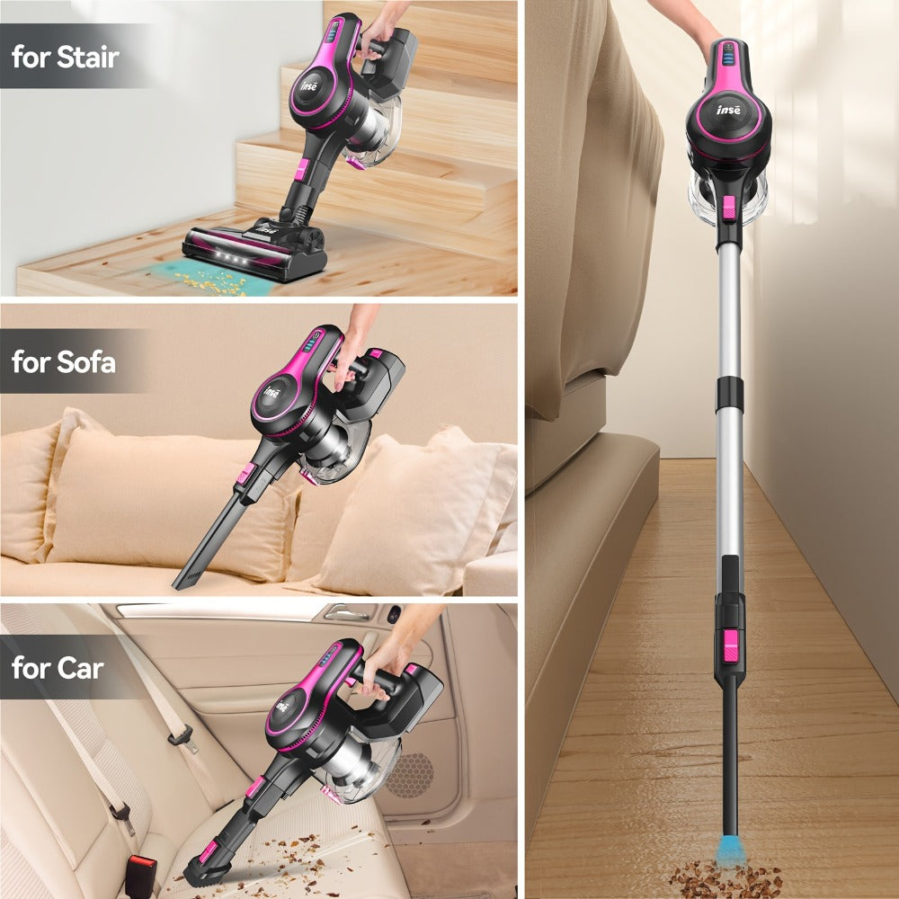 Cordless Vacuum Cleaner 2-in-1 Corded 70KPA Powerful Suction | 6-in-1 Handheld Vacuum with Detachable Battery 45-Min Runtime LED Brush Head 50.5oz Dust Cup | For Hardwood Floor Carpet Pet Hair Home Car