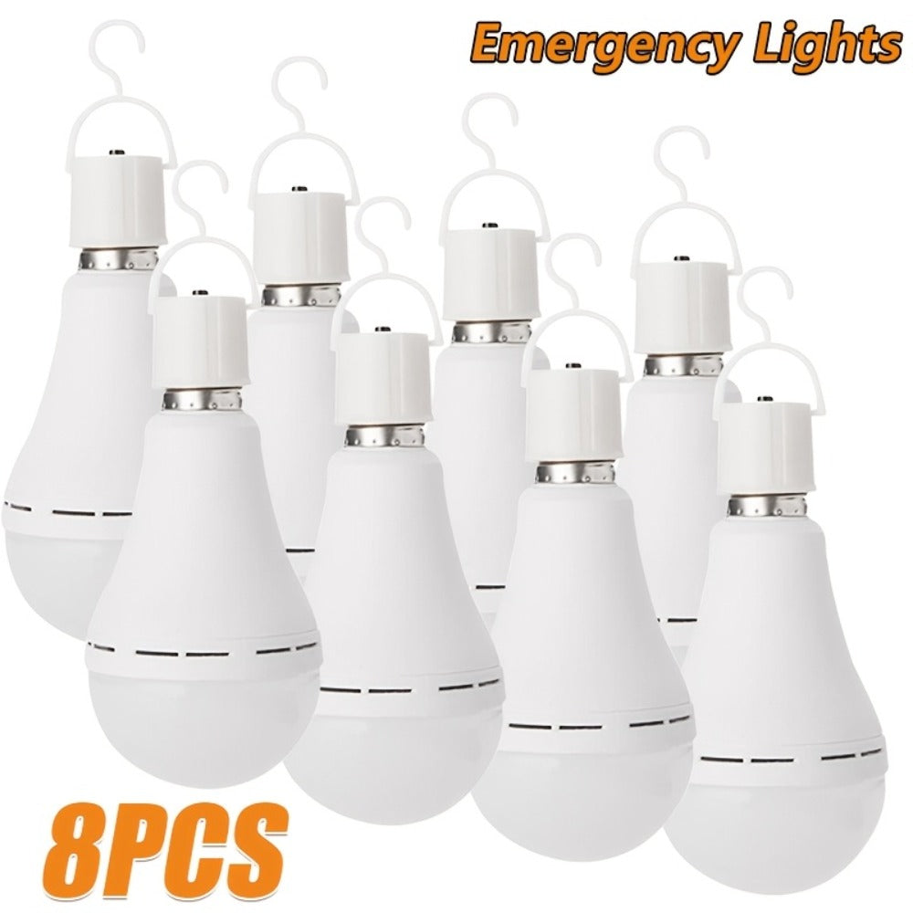 Rechargeable Emergency LED Bulb IP54 Waterproof 2000mAh 60W Equivalent 6000K with Hook ¨C E27 E26 Universal Base Wireless Portable Auto-On for Home Office Camping Outdoor Power Outage, 4 8 10 12 Pack