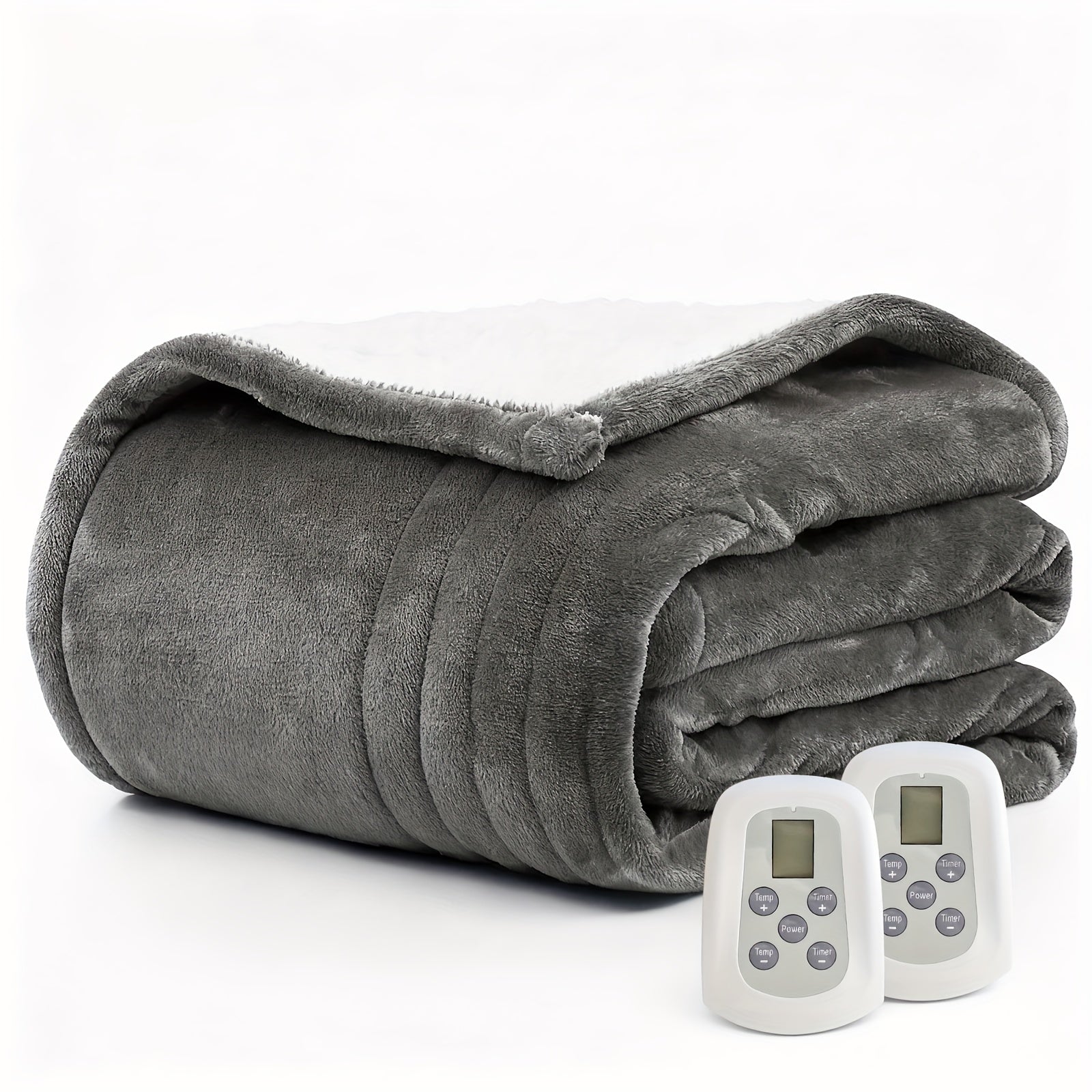 Dual Control Electric Heated Blanket with 10 Heat Levels - 10-Hour Auto Shutoff, Overheat Protection, Fast Heating, Soft Flannel, Machine Washable, 4 Sizes & 4 Colors, Bedroom Gift Blanket
