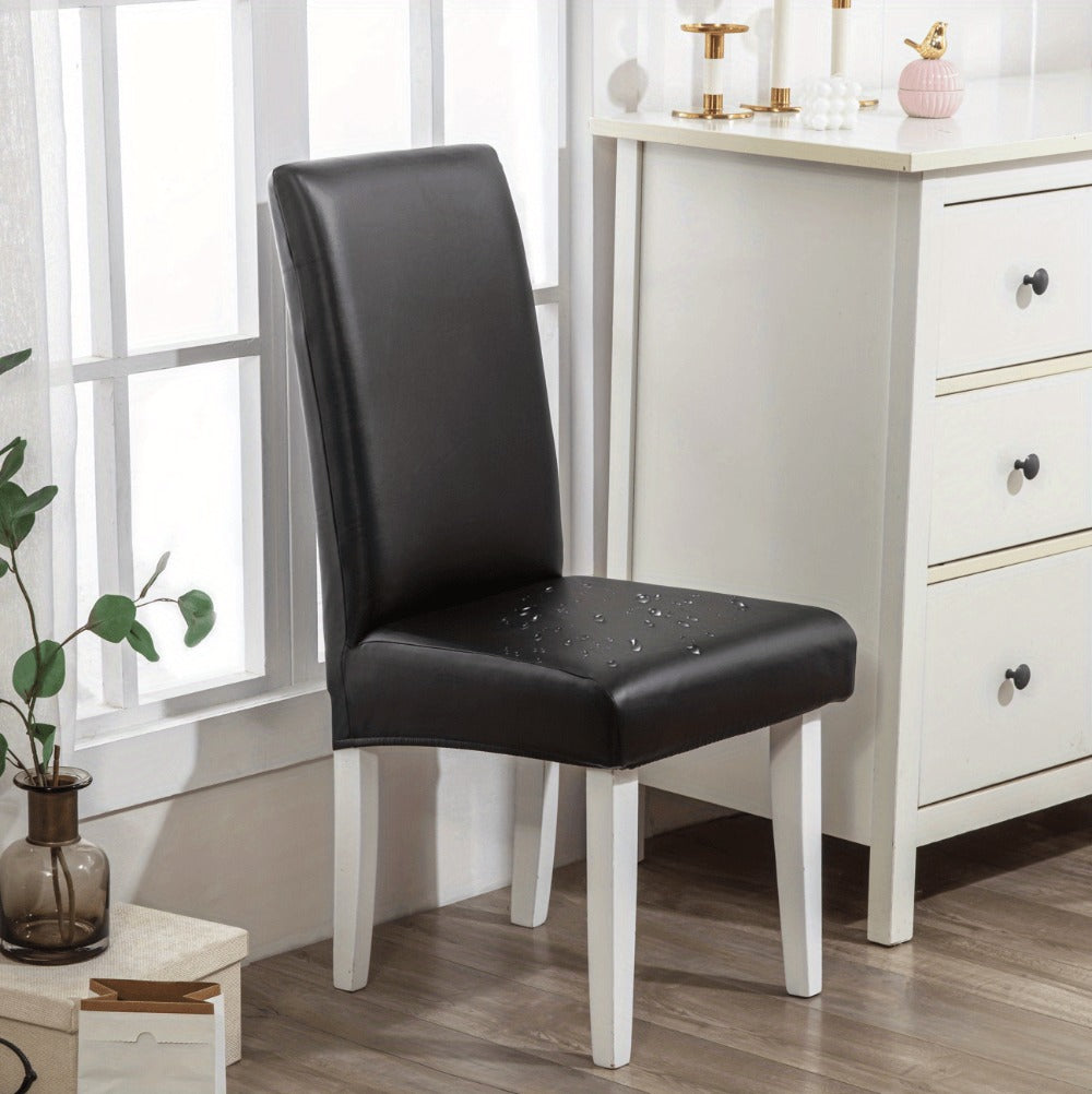 Dining Chair Covers Set of 4 6 Waterproof PU Leather Stretch Slipcover Oil Proof Universal Fit Chair Protector for Dining Room Kitchen Hotel Home Decor - 9 Colors