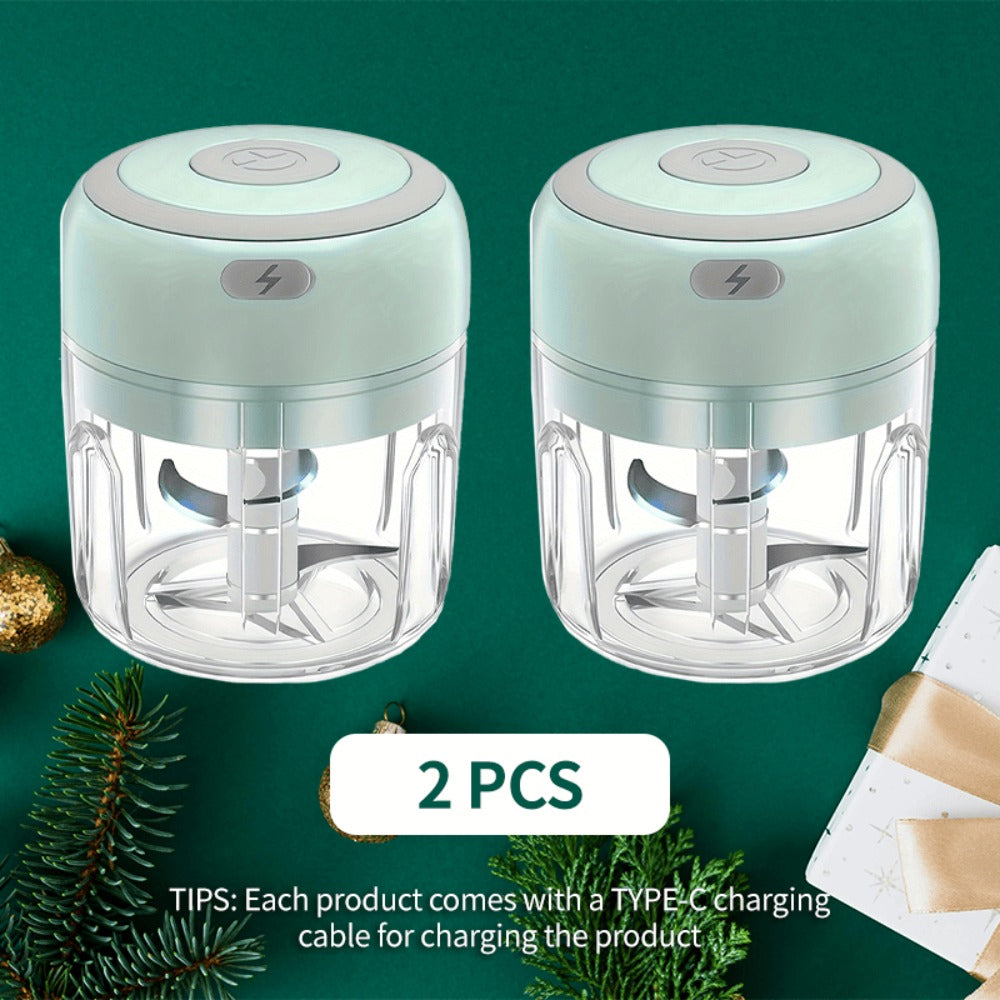 USB Electric Mini Food Chopper & Garlic Crusher, Portable 8.45oz Electric Vegetable Chopper with Meat Grinder Attachment, Rechargeable Kitchen Food Processor for Camping, Picnic & Home Use