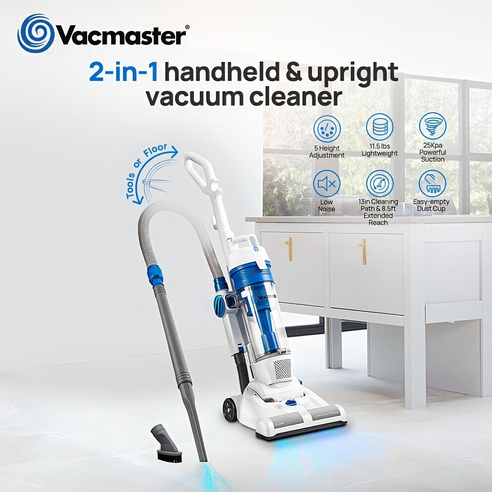 Bagless Upright Vacuum Cleaner Vacmaster UC0101 Strong Suction 20ft Cord 13-Inch Cleaning Path for Carpet Hard Floor Pet Hair Portable Home Floor Cleaner