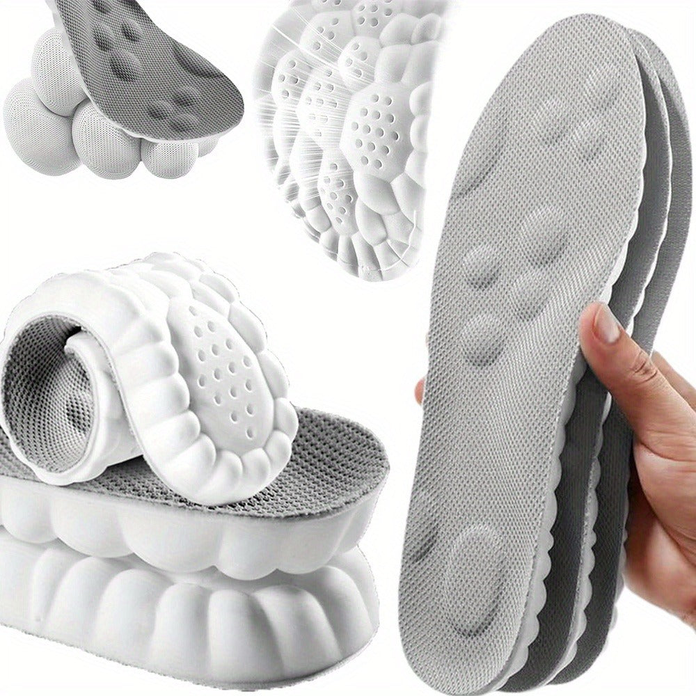 Memory Foam Insoles 3 Pairs - 4D High Elasticity Shoe Inserts for Men and Women, Breathable Comfort Insoles for Work, Sports, Walking, Standing All Day