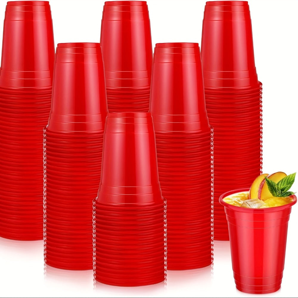 160-Pack 16oz Disposable Plastic Party Cups with Fill Lines Bulk Party Supplies for Christmas Halloween Graduation BBQ Picnic Neon Party Stackable Beverage Cups Black Red Pink Gold