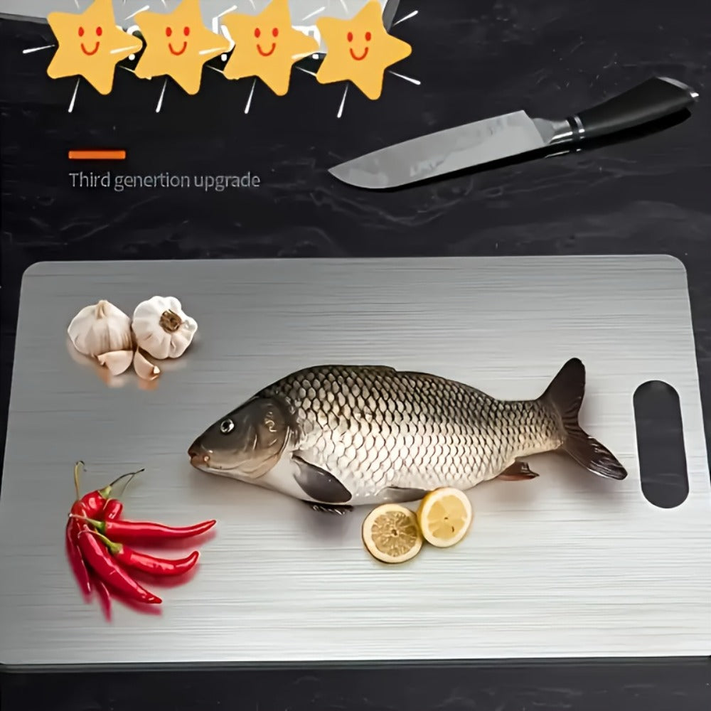 Stainless Steel Cutting Board Set 3 Pack - Non-Stick Dual-Sided Metal Chopping Boards for Kitchen, BPA-Free, Rust-Resistant, Easy Clean, Portable for Meat Vegetables Fruit