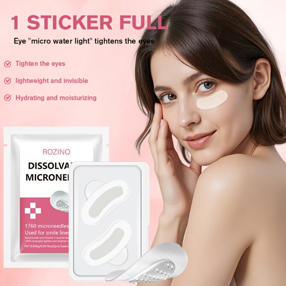 Microneedle Patches Hyaluronic Acid Niacinamide Dissolving Face Patches for Forehead Smile Lines Eye Area Deep Moisturizing Skin Smoothing Brightening Treatment 8pcs