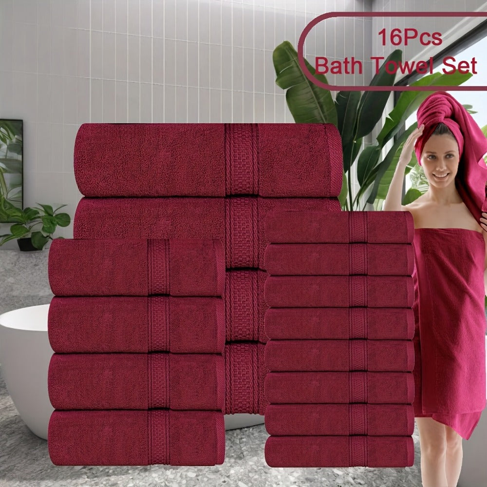 Luxury Soft Towel Set 8 or 16 Piece - Thickened Quick Dry Skin Friendly High Absorbency Bath Towels Hand Towels Washcloths | 13+ Colors | Home Hotel Travel Fitness Spa Gift Set