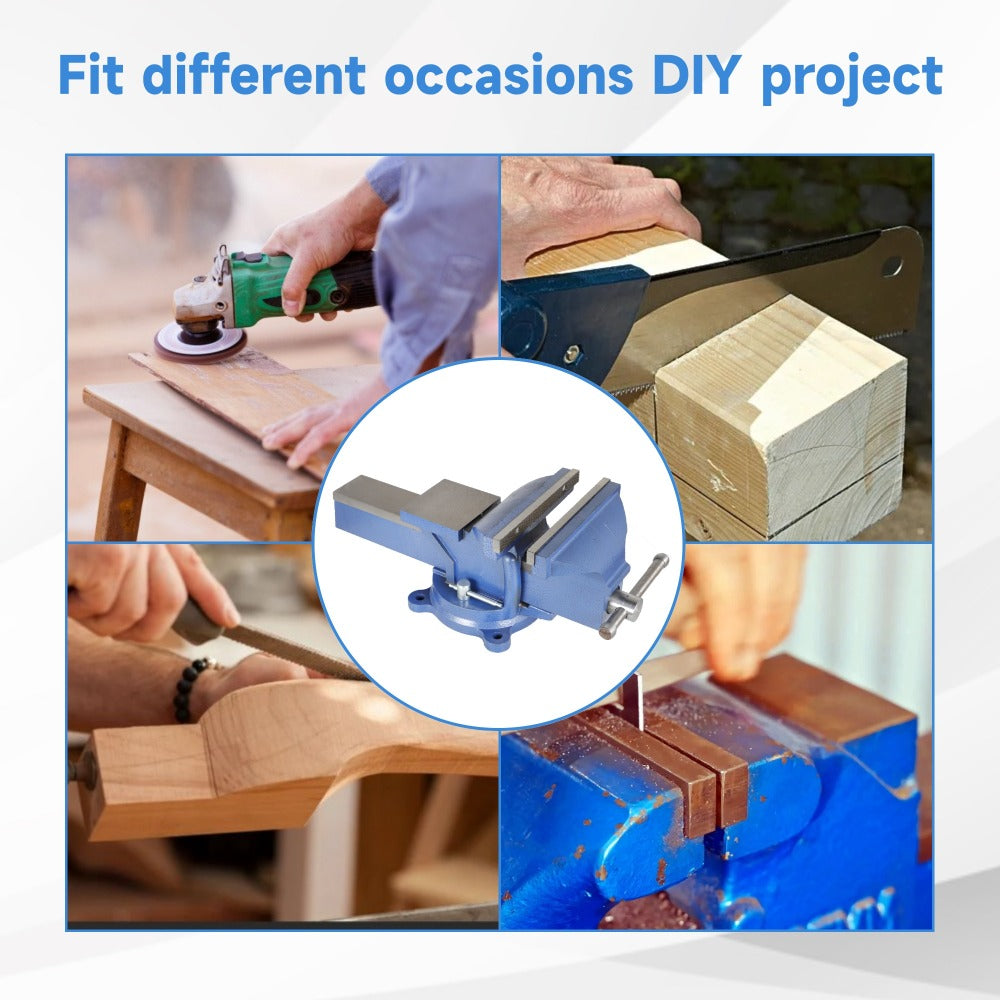 Bench Vise 5-Inch 360-Degree Swivel Base ¨C Heavy-Duty Cast Iron Tabletop Vise with Pipe Jaws & Anvil, Locking Mechanics Clamp for Woodworking, Metalworking, Soldering & DIY