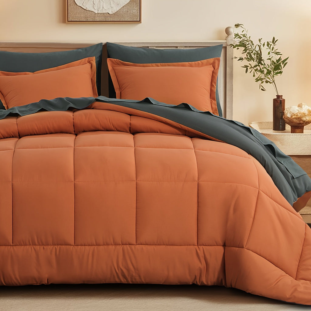 7 Piece Comforter Set Luxury Soft Fluffy Bedding All Season Bed in a Bag with Comforter Fitted Sheet Flat Sheet Pillowcases Hypoallergenic Breathable Easy Care Queen King Twin XL Full