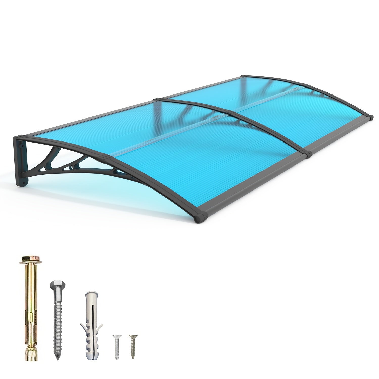 Window Awning Door Canopy Polycarbonate Overhang ¨C UPF 50+ UV & Rain Protection, Leak-Proof Hollow Sheet, Weather-Resistant Outdoor Patio Awning for Doorways, Windows, Storefronts ¨C Multiple Sizes & Colors