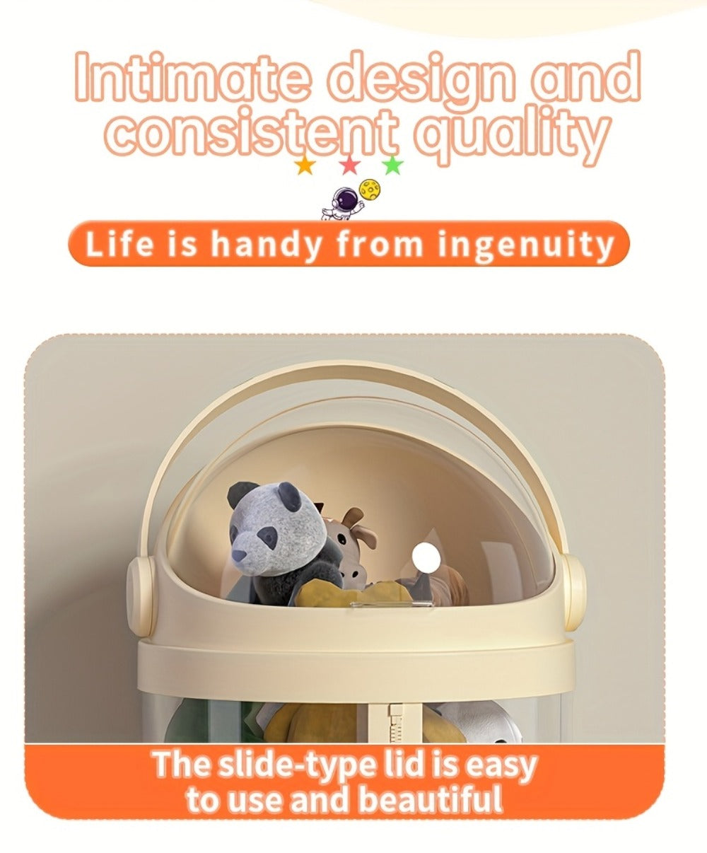 Stuffed Animal Storage Bin Transparent Cylindrical with Zipper ¨C Large Plush Toy Organizer for Kids Bedroom Living Room ¨C Clear Doll Storage Bag Easy Assembly