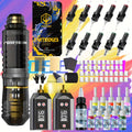 Tattoo Pen Kit Wireless Battery Tattoo Gun with LCD Screen, 1500mAh Cordless Rotary Tattoo Machine, 10pcs Cartridge Needles, 11 Color Inks & Power Supply ¨C Complete Tattoo Kit for Beginners & Artists