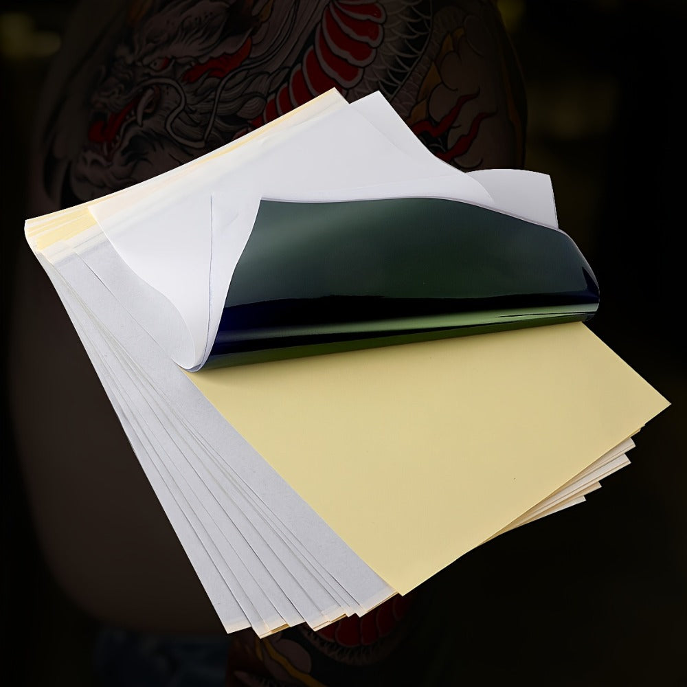 Tattoo Stencil Transfer Kit ¨C 2x Transfer Gel, 10x A4 Blank Thermal Stencil Paper & 1x Pre-Drawn Pattern Sheet ¨C Complete Tattoo Transfer Solution for Artists & Beginners