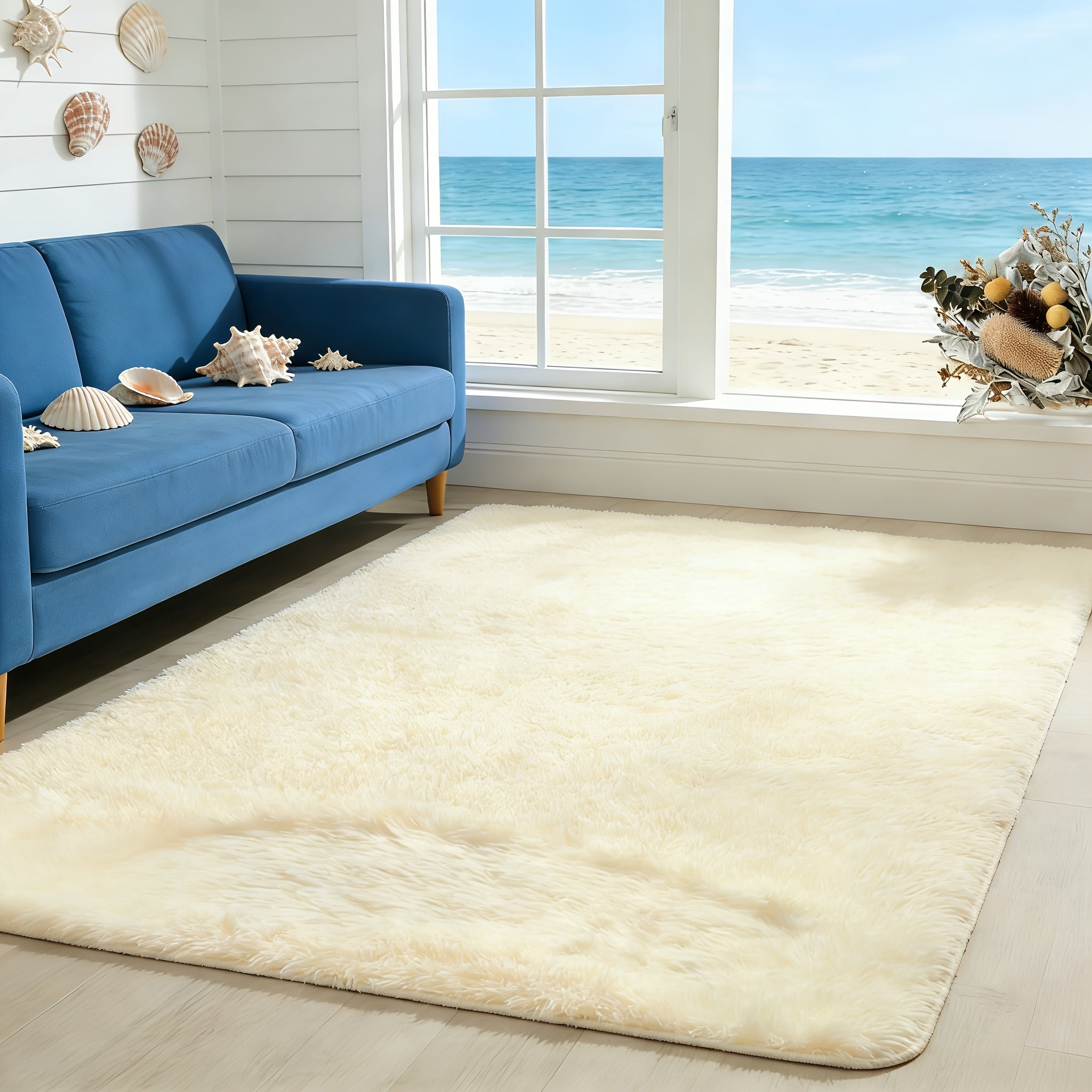 Round Faux Fur Area Rug - Soft Plush Circle Carpet for Living Room Bedroom, Machine Washable, Multiple Colors & Sizes