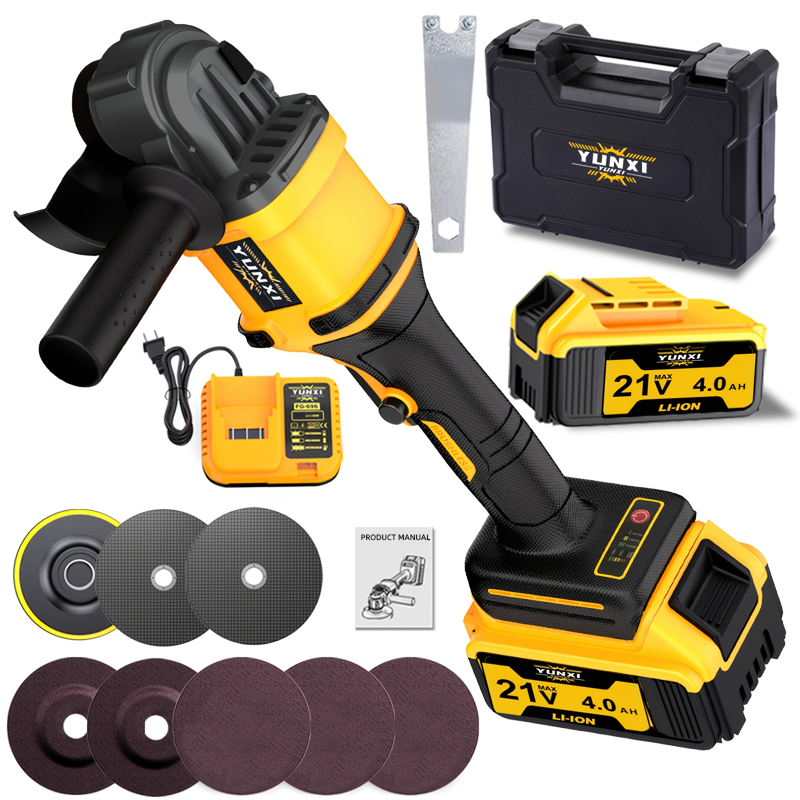 Rechargeable Angle Grinder Cordless Lithium Battery Polishing Rust Removal Tool Lightweight Handheld Grinder for Men Women