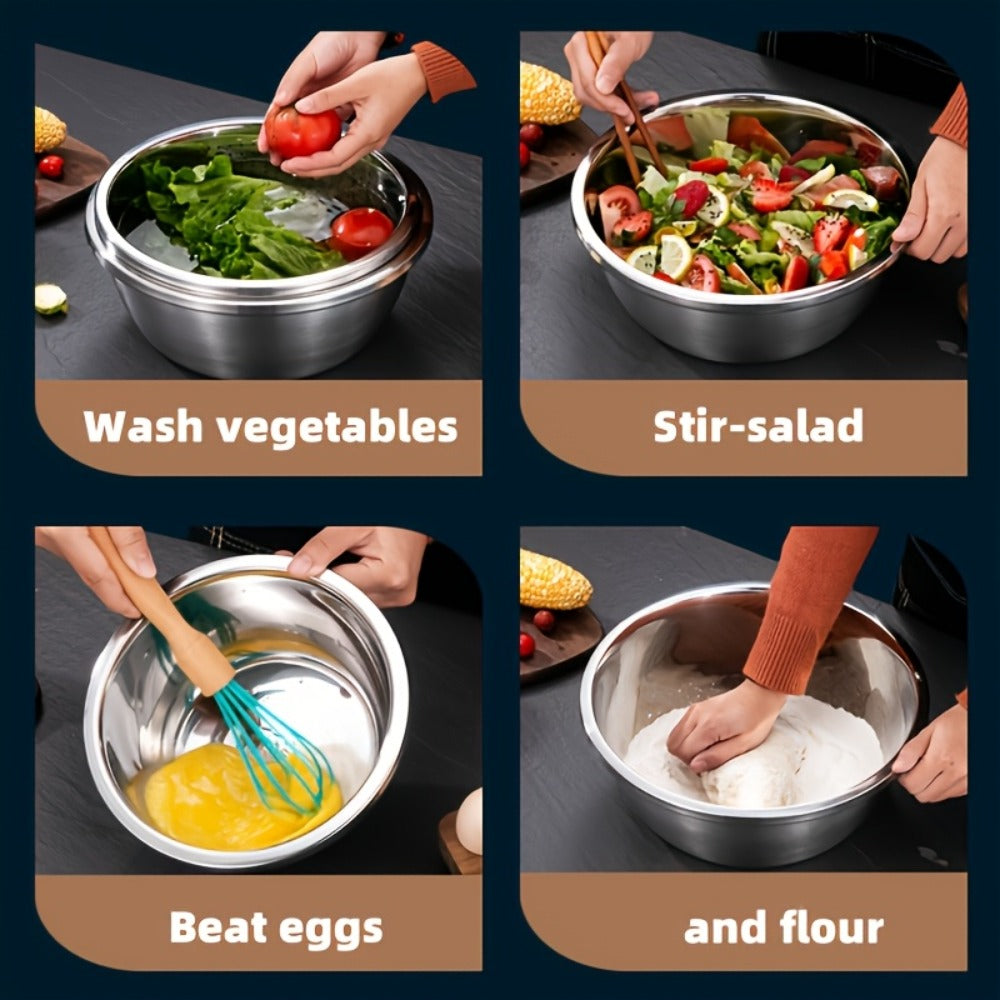 Large Stainless Steel Mixing Bowl | 304 Heavy-Duty Salad & Wash Basin, Hammer Finish, Non-Slip Base, Rounded Edges ¨C Kitchen, Laundry, Utility Sink, Commercial & Home Use