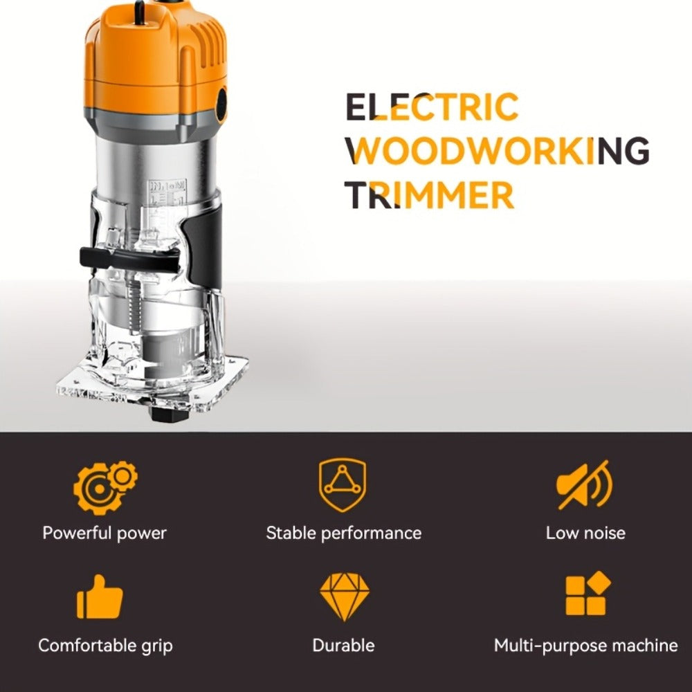 Wood Router 800W 35000 RPM Compact Electric Router Tool | 15-Piece 1/4¡± Bit Set for DIY Woodworking, Edge Trimming, Slotting, Carving & Contour Processing ¨C Variable Speed Rotary Tool