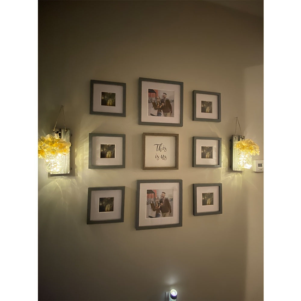 Mason Jar Wall Sconces Set of 2 - Rustic Farmhouse Wall Decor with Ivory Hydrangea Flowers, Warm White Light Fixture for Living Room Bedroom Kitchen Bathroom