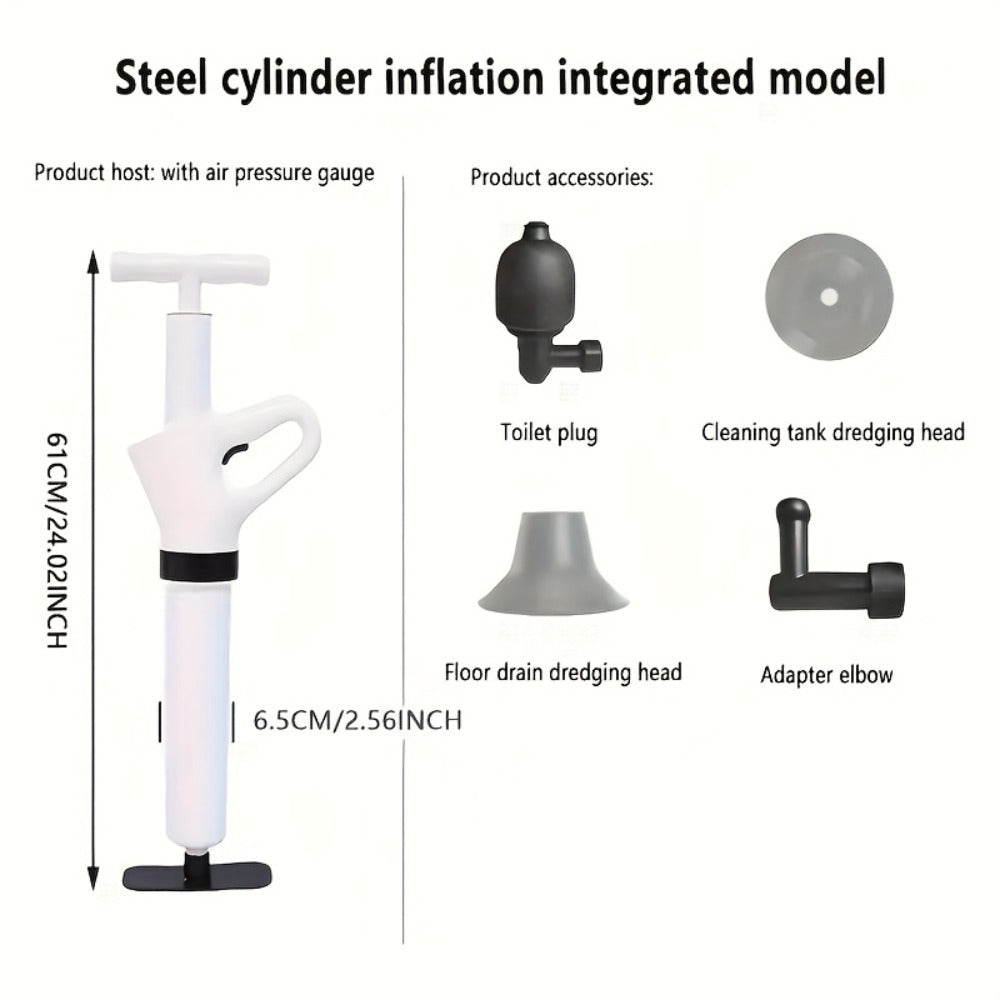 Heavy-Duty Drainage Spray Gun with Adjustable Pressure - Air Plunger Tool for Unclogging Toilets Sinks & Floor Drains, No Electricity Needed, Durable Plastic Design, 1pc White
