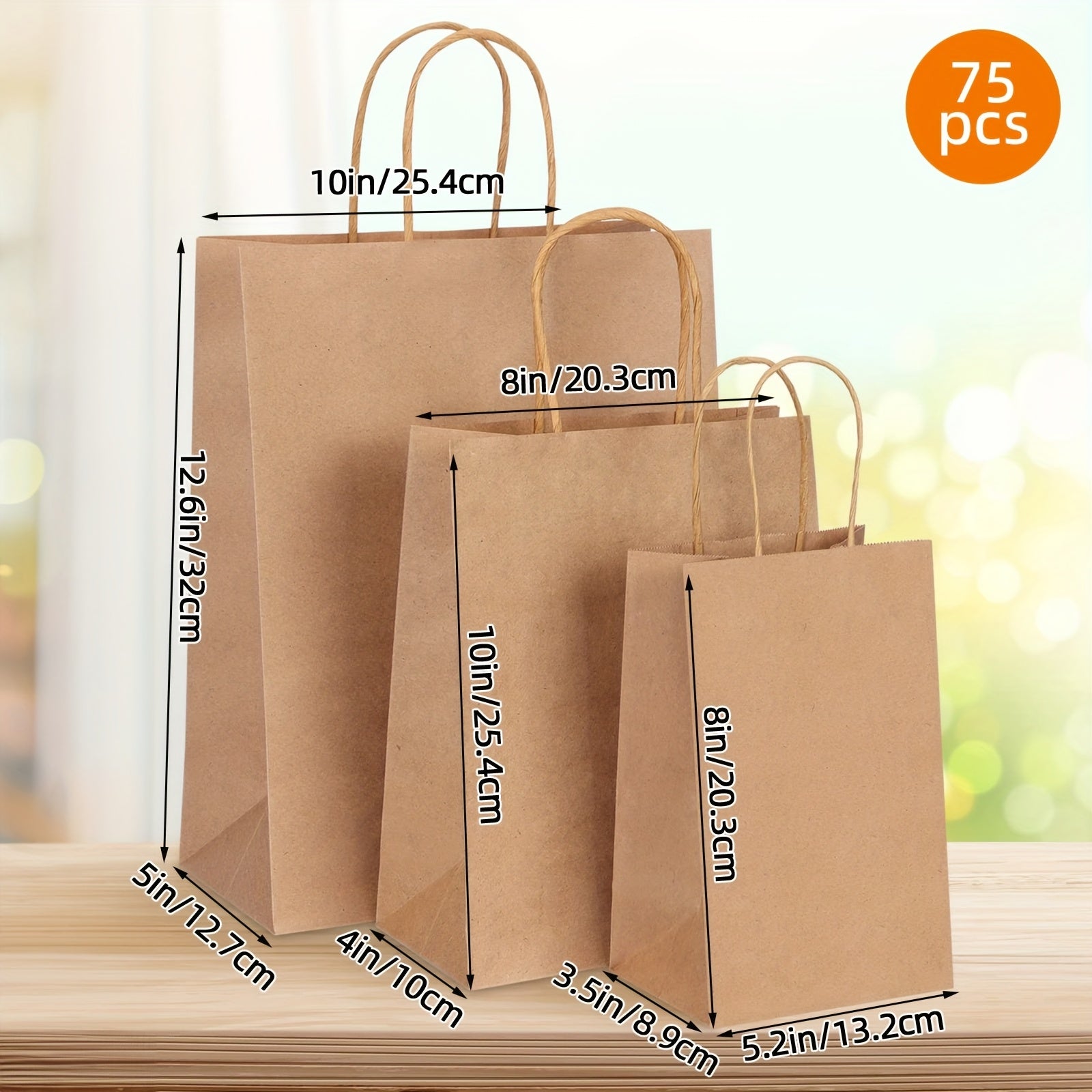 Kraft Paper Bags with Handles Bulk ¨C 75/90/120/210 Pcs Gift Bags 3 Sizes 110g Shopping Bags for Wedding Party Retail Favor Wrapping Easy Storage