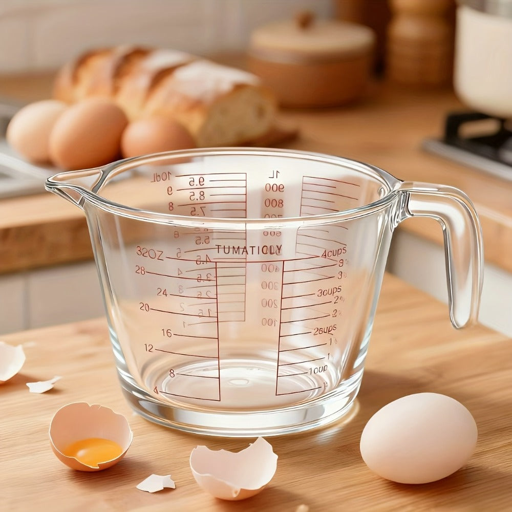 Glass Measuring Cups Set 1/3pcs Tempered Glass 11.83oz 16.91oz 33.81oz Transparent with Handle Dishwasher Microwave Freezer Oven Safe