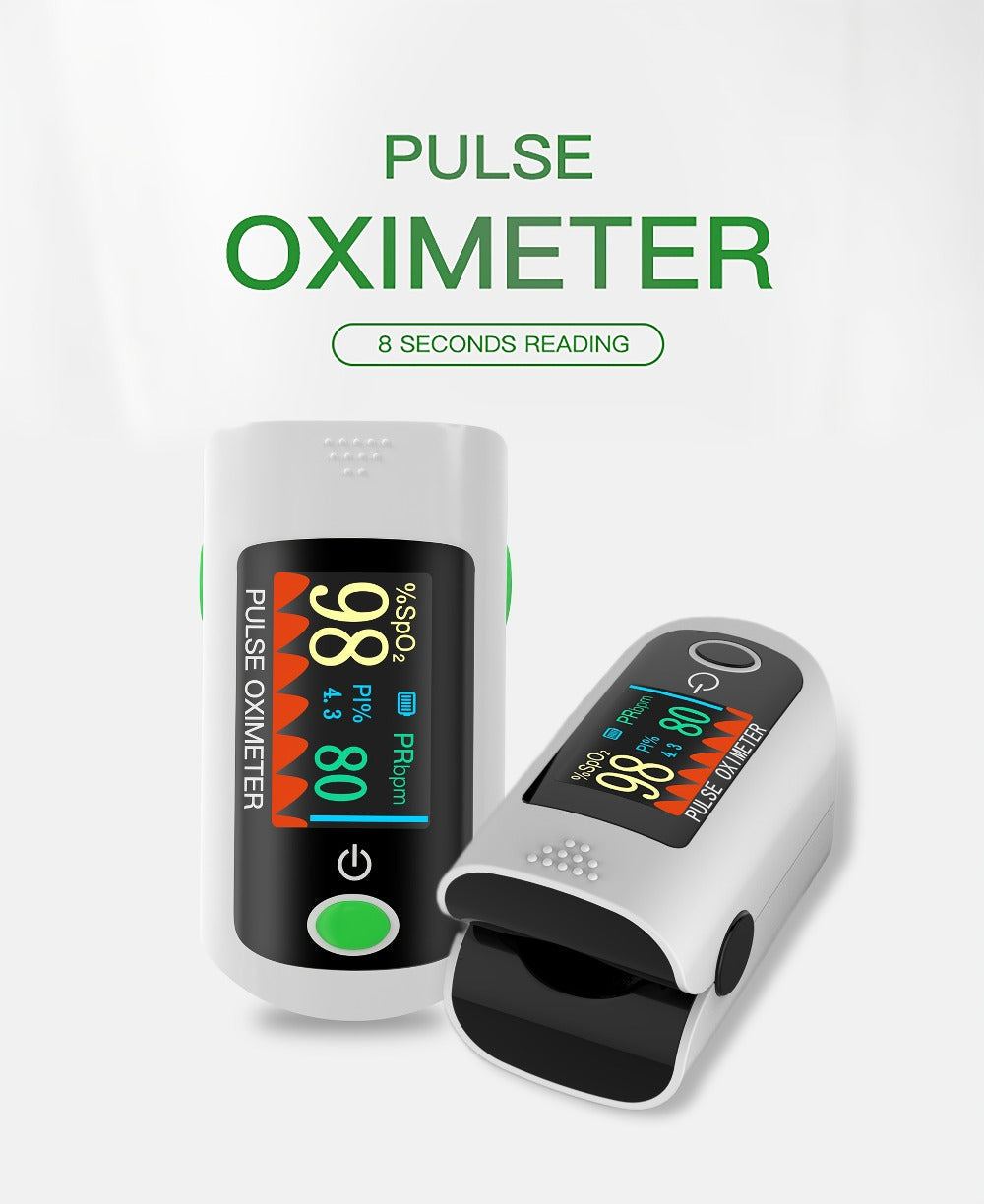 Fingertip Pulse Oximeter Blood Oxygen Monitor ¨C SpO2, Heart Rate & Perfusion Index Display, Digital Finger Clip O2 Meter for Home Use & Sports, Batteries Included