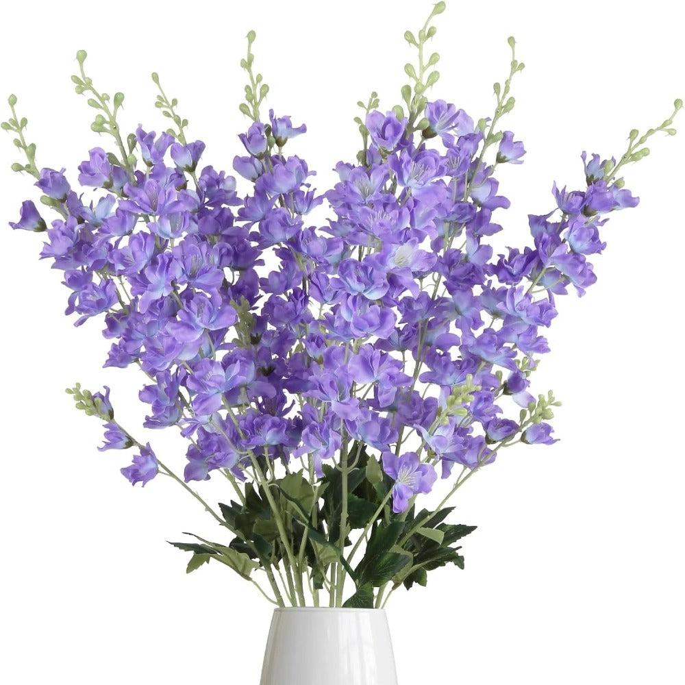 Artificial Delphinium Flowers 8pcs 33.5 Inch Faux Larkspur Stems for Wedding Centerpieces, Tall Silk Flower Bouquet for Home Vase Table Garden Decor