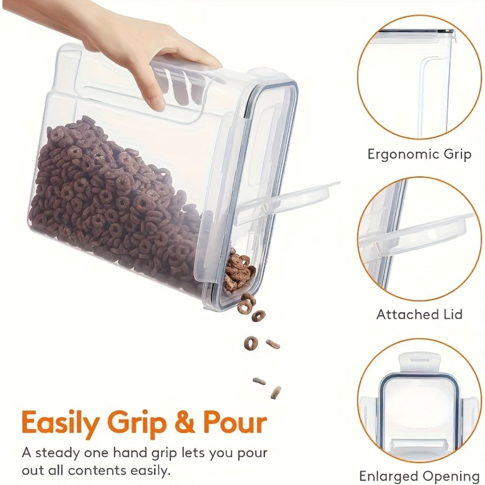 Airtight Food Storage Containers 4 Pack Extra Large 4L/135oz - BPA-Free Plastic Cereal Canisters with Pour Spout for Pantry Organization, Grain, Nuts, Flour & Rice Storage, Includes Labels & Marker